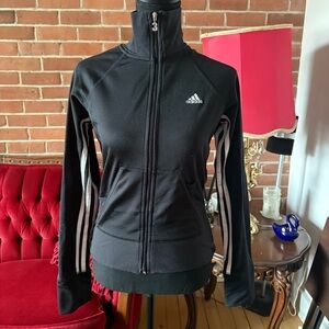 Adidas Black Track Jacket with Signature Stripes